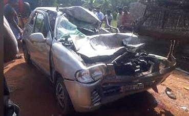 അപകടത്തിൽ തകർന്ന കാർ/ ടെലിവിഷൻ ദൃശ്യം