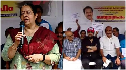 ഉമ തോമസ് സത്യാഗ്രഹ വേദിയില്‍/ ടിവിദൃശ്യം