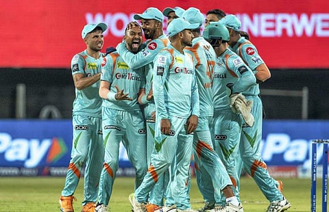 ലിയാം ലിവിംഗ്‌സ്റ്റണിന്റെ വിക്കറ്റെടുത്തത് ആഘോഷമാക്കുന്ന ലഖ്നൗ സൂപ്പർ ജയന്റ്സ്/ പിടിഐ