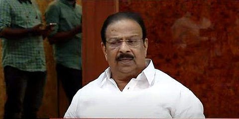 കെ സുധാകരന്‍ വാര്‍ത്താസമ്മേളനം നടത്തുന്നു/ ടിവി ദൃശ്യം