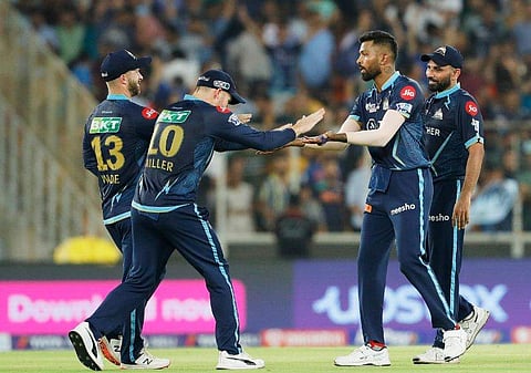 വിക്കറ്റ് വീണതിന് പിന്നാലെ ഗുജറാത്തിന്റെ ആഹ്ലാദപ്രകടനം