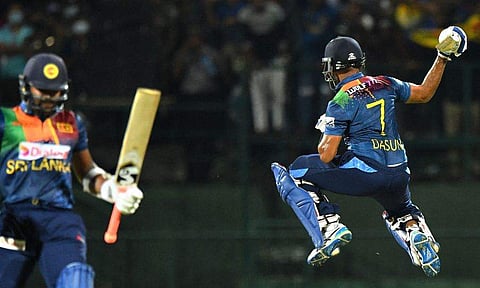 ഓസ്‌ട്രേലിയക്കെതിരെ ജയം നേടിയ ദാസുന്‍ ഷനകയുടെ ആഘോഷം/ഫോട്ടോ: എഎഫ്പി