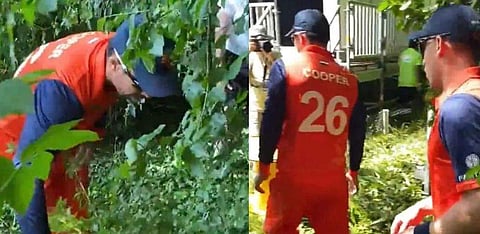 ഡേവിഡ് മലന്റെ സിക്‌സിന് പിന്നാലെ പന്ത് തിരയുന്ന നെതര്‍ലന്‍ഡ്‌സ് താരങ്ങള്‍/ഫോട്ടോ: എഎഫ്പി