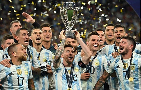 ഫൈനലിസിമ കപ്പുമായി അർജന്റീന/ ചിത്രം എഎഫ്പി
