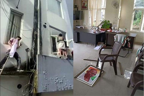 രാഹുല്‍ഗാന്ധിയുടെ ഓഫീസ് എസ്എഫ്‌ഐക്കാര്‍ അടിച്ചു തകര്‍ത്തപ്പോള്‍/ ചിത്രം: ന്യൂ ഇന്‍ഡ്യന്‍ എക്‌സ്പ്രസ്