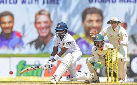 ഓസ്‌ട്രേലിയക്കെതിരായ ഗാലെ ടെസ്റ്റില്‍ എയ്ഞ്ചലോ മാത്യുസിന്റെ ബാറ്റിങ്/ഫോട്ടോ: എഎഫ്പി