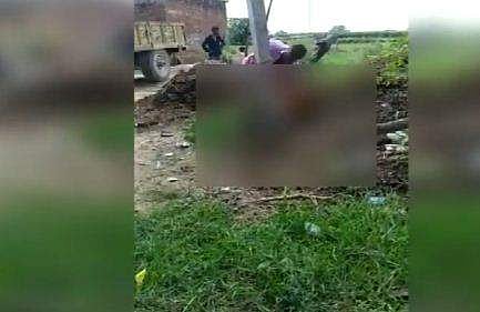 സ്ത്രീയെ വൈദ്യുതി പോസ്റ്റില്‍ കെട്ടിയിട്ട് മര്‍ദ്ദിക്കുന്ന ദൃശ്യം, എഎന്‍ഐ