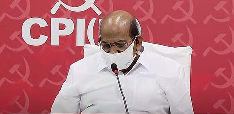 കോടിയേരി വാര്‍ത്താസമ്മേളനത്തില്‍ സംസാരിക്കുന്നു/ ടിവി ദൃശ്യം