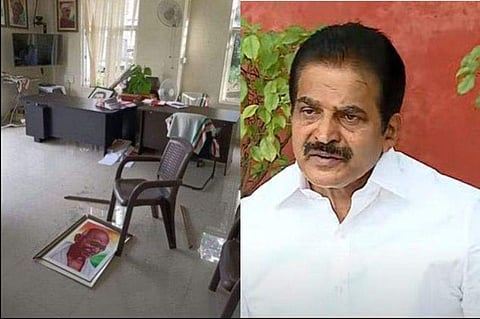 കെ സി വേണുഗോപാല്‍ മാധ്യമങ്ങളോട് സംസാരിക്കുന്നു/ ടിവി ദൃശ്യം