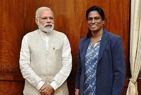 പ്രധാനമന്ത്രി നരേന്ദ്രമോദിക്കൊപ്പം പി.ടി ഉഷ