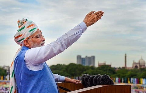 പ്രധാനമന്ത്രി നരേന്ദ്രമോദി ചെങ്കോട്ടയില്‍ രാജ്യത്തെ അഭിസംബോധന ചെയ്യുന്നു