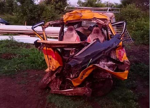 അപകടത്തില്‍ തകര്‍ന്ന വാഹനം/ എഎന്‍ഐ