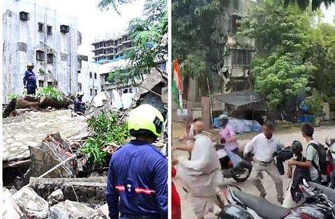 നാട്ടുകാര്‍ നോക്കിനില്‍ക്കെ നാലുനില കെട്ടിടം നിലംപതിച്ചു; വീഡിയോ