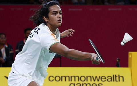 ബാഡ്മിന്റണ്‍ മിക്‌സഡ് സെമി ഫൈനലില്‍ സിന്ധുവിന്റെ പ്രകടനം/ഫോട്ടോ: എഎഫ്പി