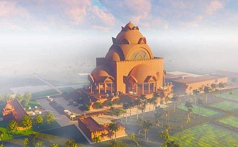 ചന്തിരൂരിൽ നിർമിക്കാൻ പോകുന്ന കരുണാകര​ഗുരു ജന്മ​ഗൃഹ സമുച്ചയത്തിന്റെ മാതൃക