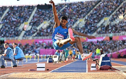 കോമണ്‍വെല്‍ത്ത് ഗെയിംസ് ലോങ് ജംപില്‍ ശ്രീശങ്കറിന്റെ പ്രകടനം; ഫോട്ടോ: എഎഫ്പി