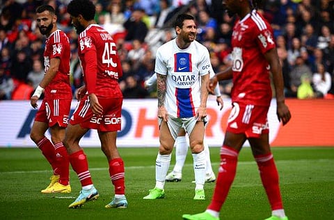 ബ്രെസ്റ്റിനെതിരായ മത്സരത്തില്‍ മെസി/ഫോട്ടോ: എഎഫ്പി