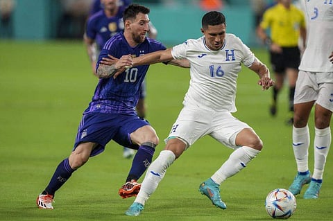 ഹോണ്ടുറാസിനെതിരെ മെസി/ഫോട്ടോ: എഎഫ്പി