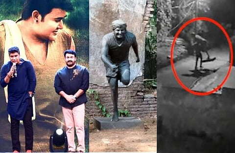 വിഎ ശ്രീകുമാറും മോഹൻലാലും, നഷ്ടപ്പെട്ട ഒടിയൻ/ ചിത്രം; ഫെയ്സ്ബുക്ക്, പ്രതിമ എടുത്തുകൊണ്ടുപോകുന്നതിന്റെ സിസിടിവി ദൃശ്യം