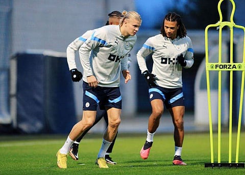 സിറ്റി താരങ്ങൾ പരിശീലനത്തിൽ/ ട്വിറ്റർ