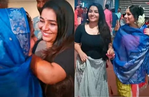 രജീഷയും നിരഞ്ജനയും ​ഗുരുവായൂരിൽ/ വിഡിയോ സ്ക്രീൻഷോട്ട്