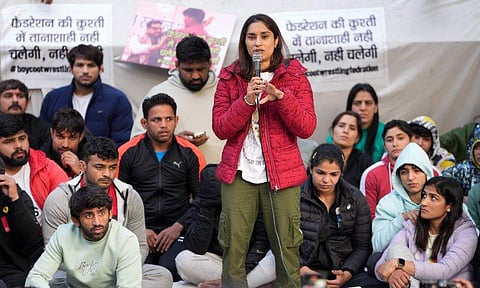 ഗുസ്തി താരങ്ങളുടെ പ്രതിഷേധം/ പിടിഐ