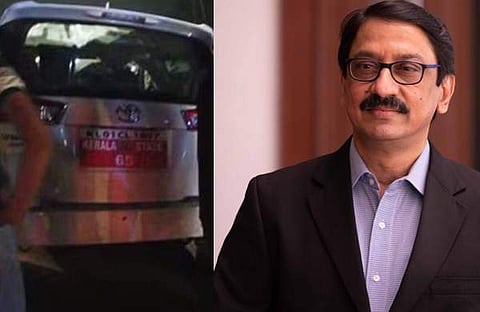 അപകടത്തില്‍പ്പെട്ട കാറിന്റെ ദൃശ്യം, ഡോ. വി വേണു/ഫെയ്‌സ്ബുക്ക്‌