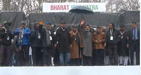 ഭാരത് ജോഡോ യാത്ര സമാപനത്തില്‍ നിന്ന്/ ട്വിറ്റര്‍