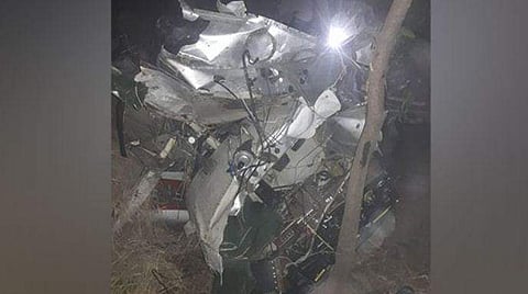 ഇടിച്ചു തകര്‍ന്ന വിമാനം/ എഎന്‍ഐ