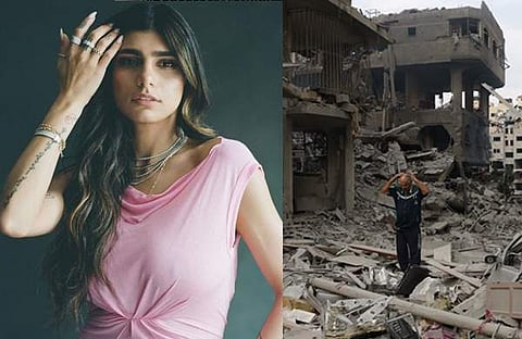 മിയ ഖലീഫ, ഗാസയില്‍ ഇസ്രയേല്‍ ആക്രമണത്തില്‍ തകര്‍ന്ന കെട്ടിടങ്ങള്‍/ എഎഫ്പി