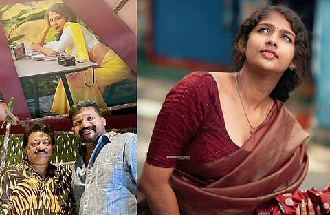 ചുമരിൽ പതിച്ച ശ്രീലക്ഷ്മിയുടെ ഫോട്ടോയ്ക്ക് സമീപം ആഘോഷും ആർജിവിയും, ശ്രീലക്ഷ്മി/ ഇൻസ്റ്റ​ഗ്രാം