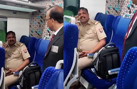 ടിക്കറ്റില്ലാതെ യാത്ര ചെയ്യുന്ന പൊലീസുകാരൻ/ എക്‌സ് വിഡിയോ സ്ക്രീൻഷോട്ട്