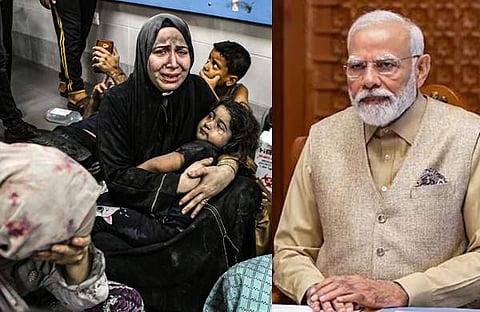 ​ഗാസ ആശുപത്രി ആക്രമിക്കപ്പെട്ടപ്പോൾ/ പിടിഎ, നരേന്ദ്ര മോദി/ ഫയൽ ചിത്രം