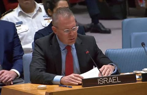 ഇസ്രയേൽ പ്രതിനിധി യുഎന്നിൽ സംസാരിക്കുന്നു/ എക്സ്