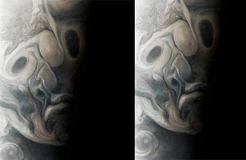 വ്യാഴത്തിന്റെ അന്തരീക്ഷത്തിൽ രൂപകൊണ്ട മനുഷ്യമുഖം/ എക്‌സ്