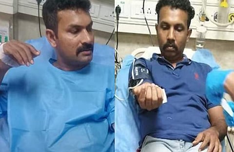 പരിക്കേറ്റ ബിജു വര്‍ഗീസ്, കെഎം ഷിഹാബുദ്ദീന്‍