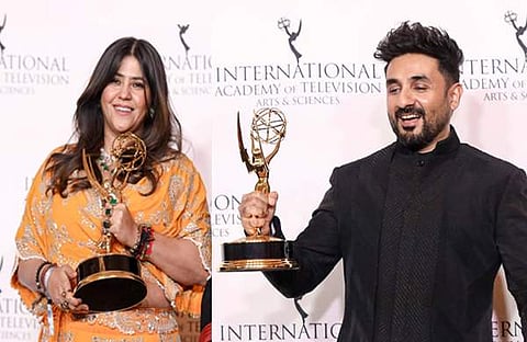 ഏക്താ കപൂറും വീര്‍ദാസും ന്യൂയോര്‍ക്കില്‍ നടന്ന എമ്മി അവാര്‍ഡ് ദാന ചടങ്ങില്‍/ ഫോട്ടോ: പിടിഐ