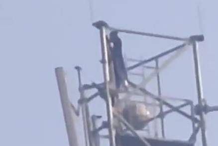 മൊബൈല്‍ ടവറിന് മുകളില്‍ കയറിയ യുവതിയുടെ വീഡിയോ ദൃശ്യം