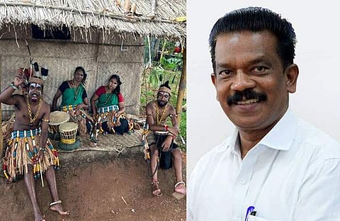 'കേരളീയ'ത്തിലെ ആദിവാസികൾ, മന്ത്രി രാധാകൃഷ്ണൻ/ ഫെയ്സ്ബുക്ക്