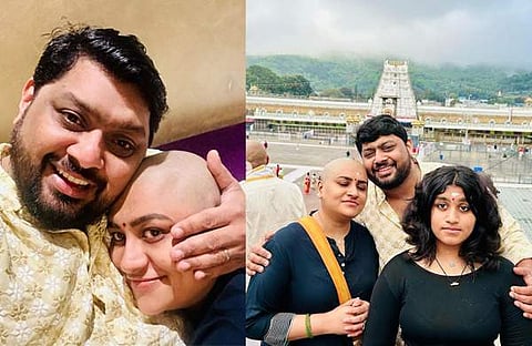 ലക്ഷ്മിക്കും മകൾക്കുമൊപ്പം മിഥുൻ തിരുപ്പതിയിൽ/ ഇൻസ്റ്റ​ഗ്രാം