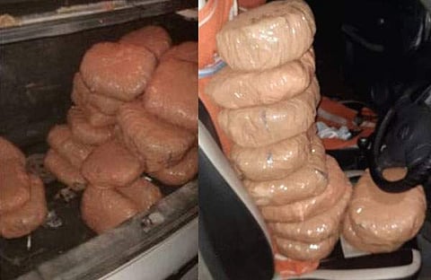 പിടികൂടിയ കഞ്ചാവ്/ ടിവി ദൃശ്യം