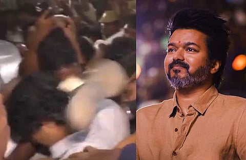 വിജയ്ക്ക് നേരെ ചെരുപ്പ് എറിഞ്ഞപ്പോൾ/ വിഡിയോ സ്ക്രീൻഷോട്ട്