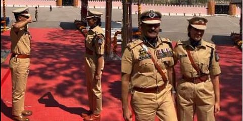 മകൾ അച്ഛന് സല്യൂട്ട് നൽകി/ ചിത്രം ട്വിറ്റർ