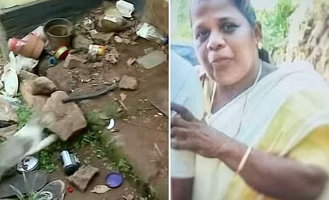 ക്വട്ടേഷന്‍ സംഘം തകര്‍ത്ത വീട്ടുസാധനങ്ങളും കൊല്ലപ്പെട്ട വീട്ടമ്മയും