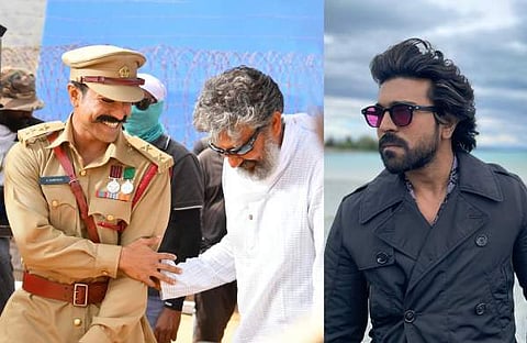 രാം ചരണും രാജമൗലിയും ആർആർആർ സെറ്റിൽ, രാം ചരൺ/ ചിത്രം; ഫെയ്സ്ബുക്ക്