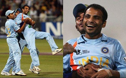 2007ലെ ടി20 ലോകകപ്പ് വിജയം സഹ താരങ്ങൾക്കൊപ്പം ആഘോഷിക്കുന്ന ജോ​ഗീന്ദർ ശർമ/ ട്വിറ്റർ