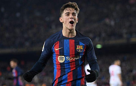 ഗോൾ നേട്ടമാഘോഷിക്കുന്ന ബാഴ്സ താരം ​ഗാവി/ എഎഫ്പി