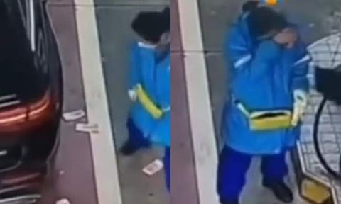 പെട്രോൾ അടിച്ച ശേഷം പണം വലിച്ചെറിഞ്ഞു/ ചിത്രം സ്ക്രീൻഷോട്ട്