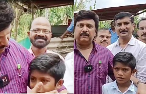 ഏഴാം ക്ലാസുകാരനെ ആശ്വസിപ്പിക്കുന്ന ഗണേഷ് കുമാര്‍ എംഎല്‍എയുടെ ദൃശ്യം