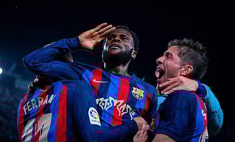 ​ഗോൾ നേടിയ ഫ്രാങ്ക് കെസ്സി ആരാധകരെ അഭിവാദ്യം ചെയ്യുന്നു/ ട്വിറ്റർ